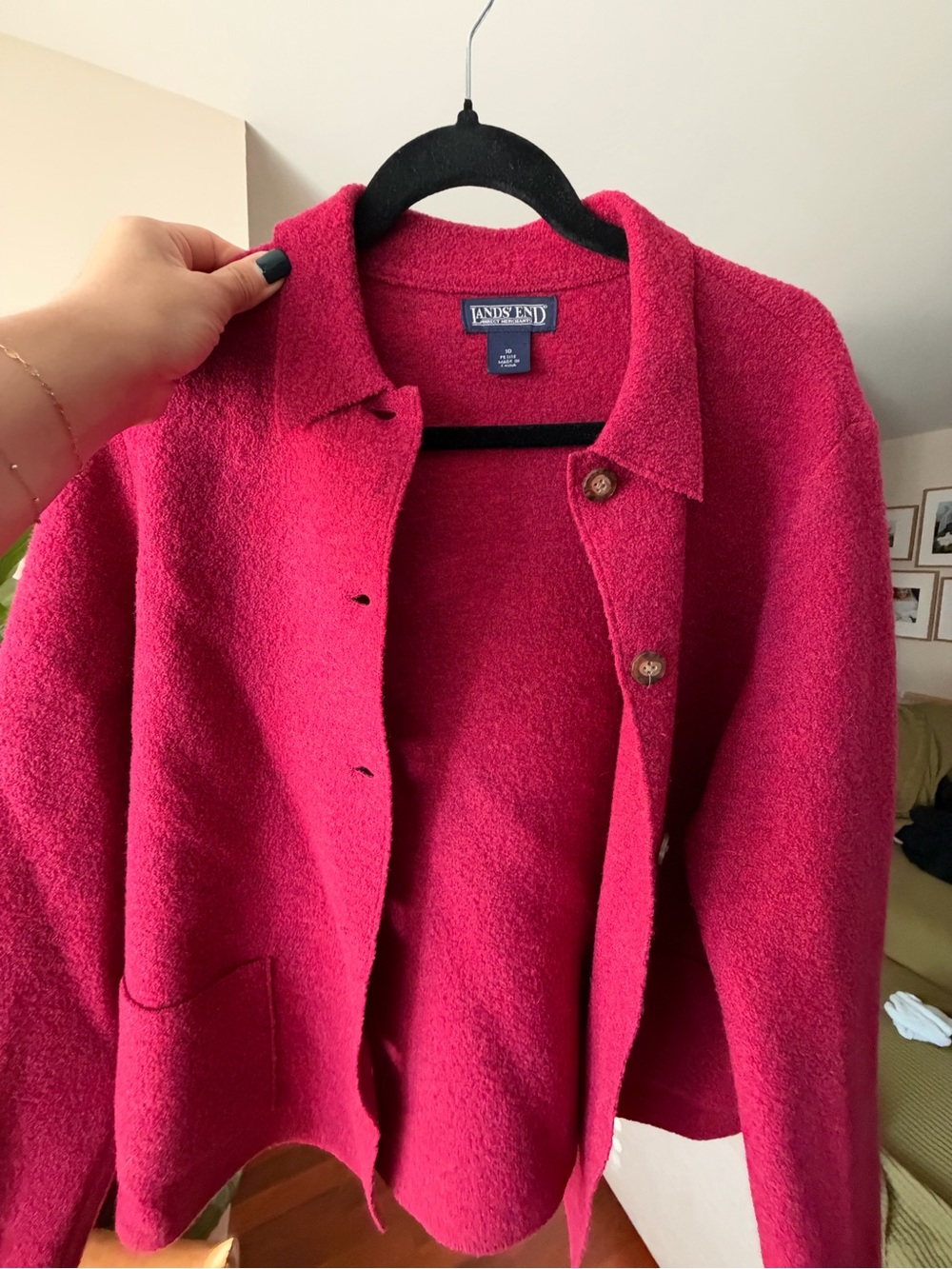 Lands' End Women's Bright Raspberry Wool-Blend Jacket